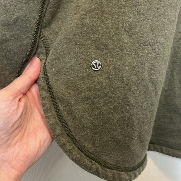 Lululemon Olive Green V-Neck Sweater VNeck Long Sleeve Top Kangaroo Pockets - Picture 7 of 8